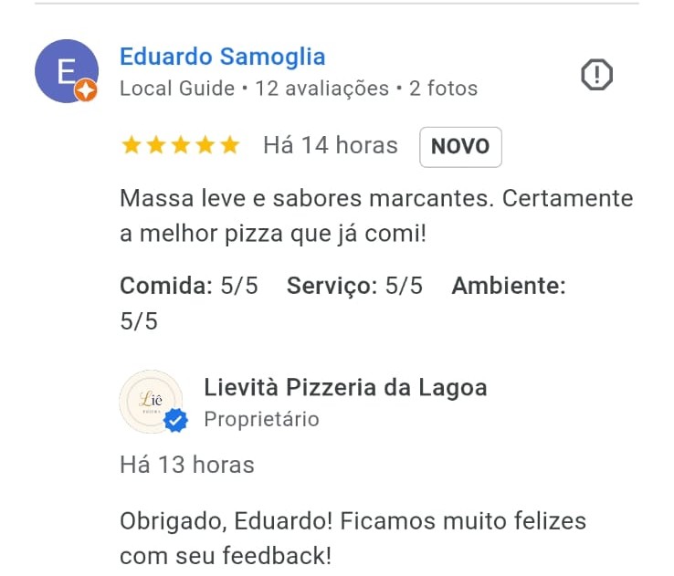 Review destacando autenticidade napoletana e serviço